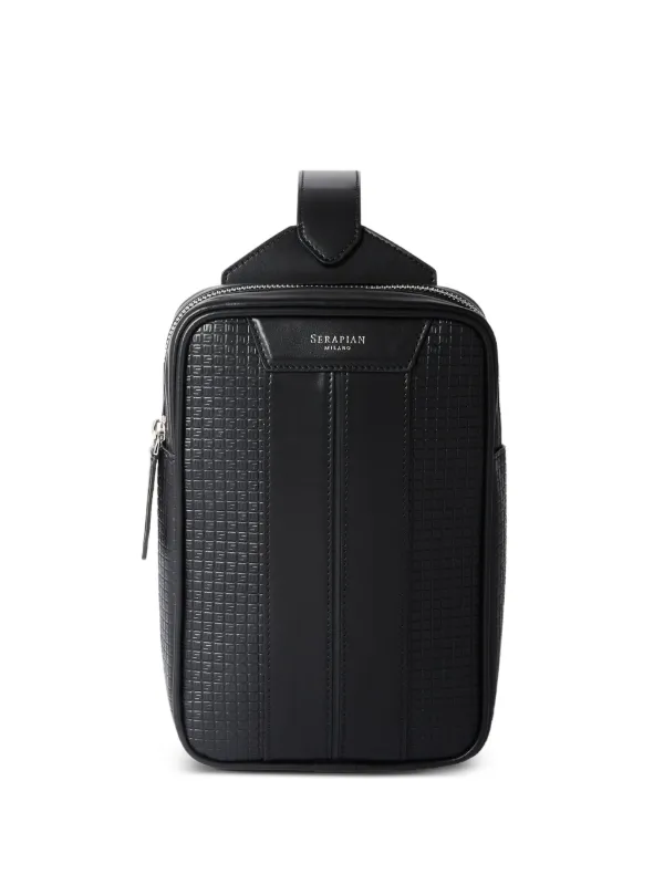 Serapian Logo-detail Messenger Bag in Black