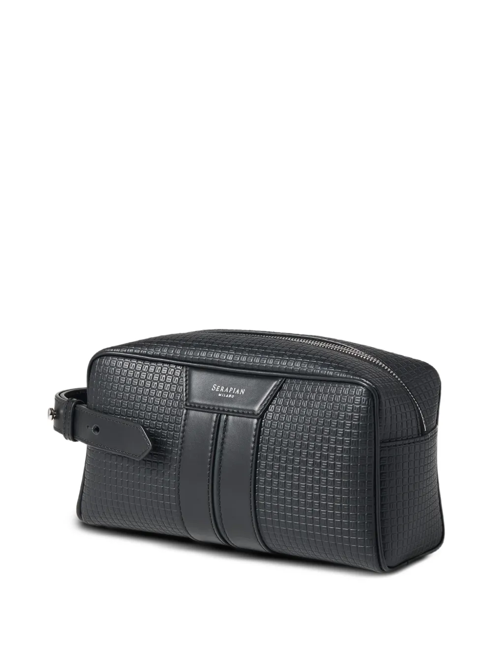Serapian Zip-up Wash Bag in Black, view 3