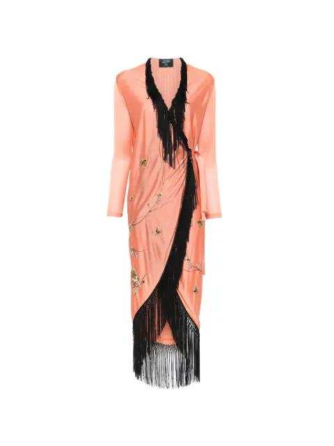 Jean Paul Gaultier Pre-Owned 2000s fringe-trim embroidered kimono