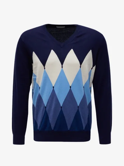 Ballantyne argyle-intarsia V-neck sweater