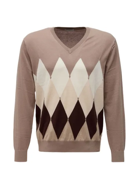 Ballantyne argyle intarsia-knit V-neck sweater