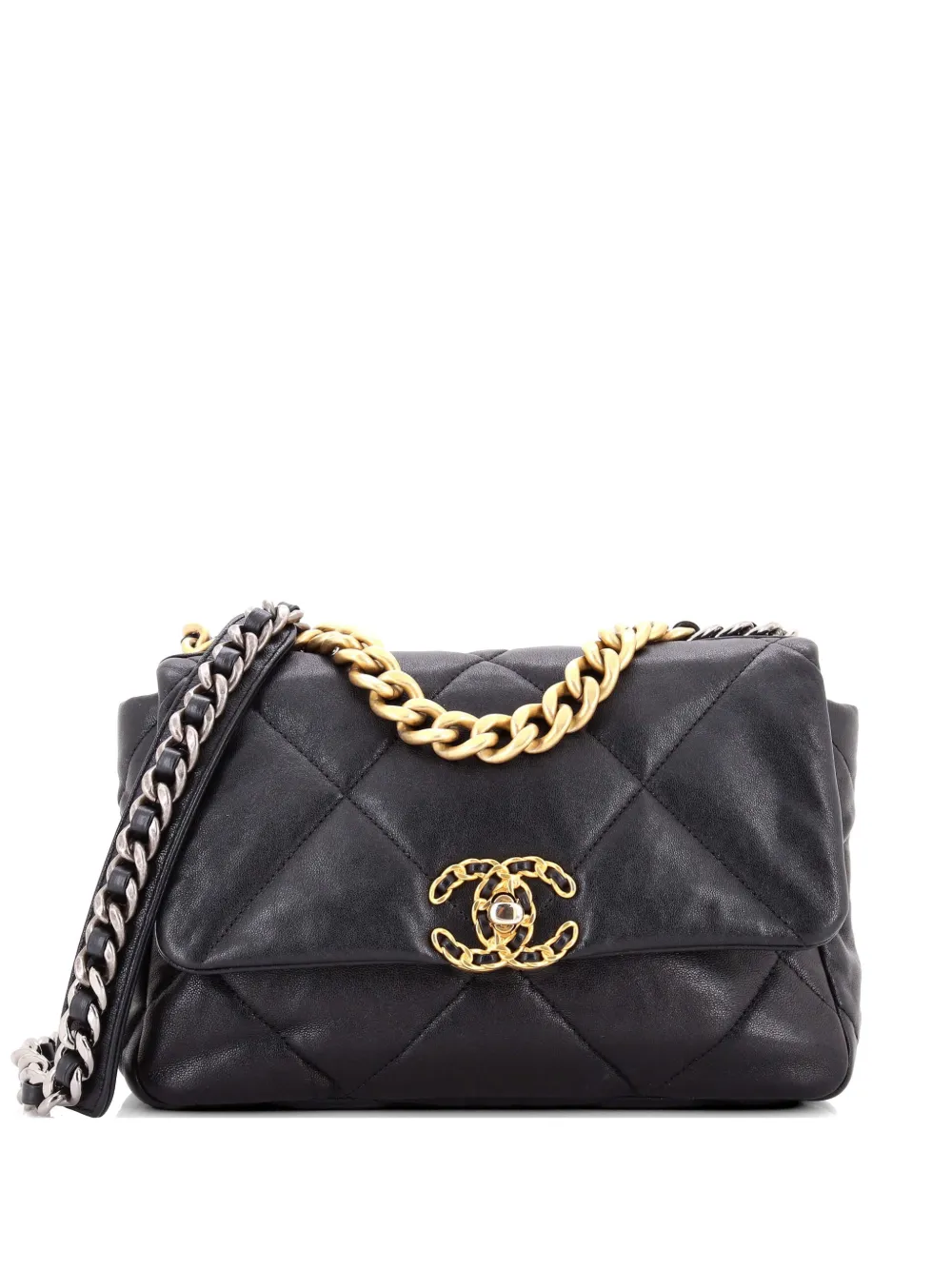 CHANEL Pre-Owned 19 Flap Bag Quilted Leather Medium crossbody bag - Nero