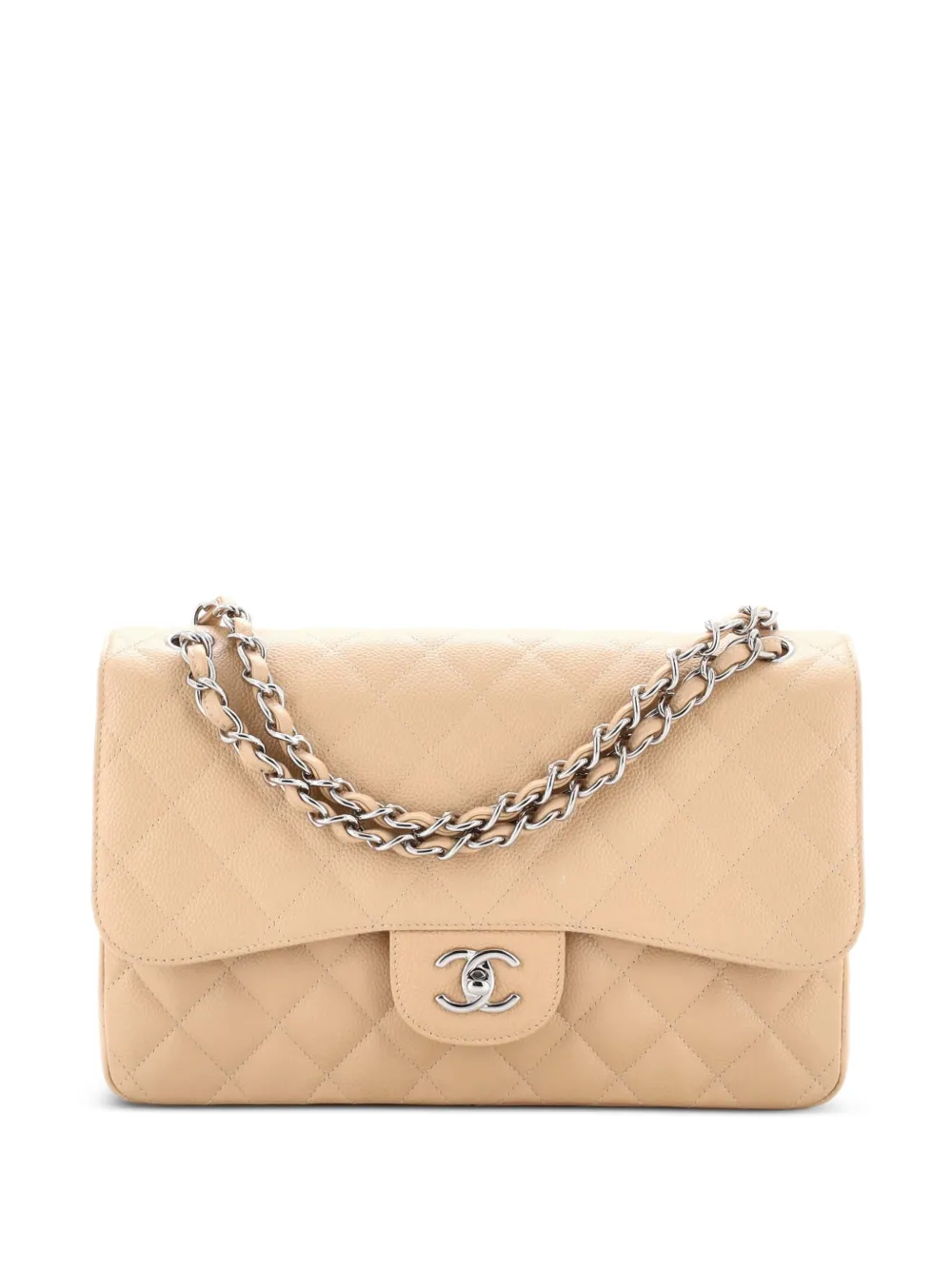 CHANEL Pre-Owned Classic Double Flap Bag Quilted Caviar Jumbo shoulder bag - Toni neutri