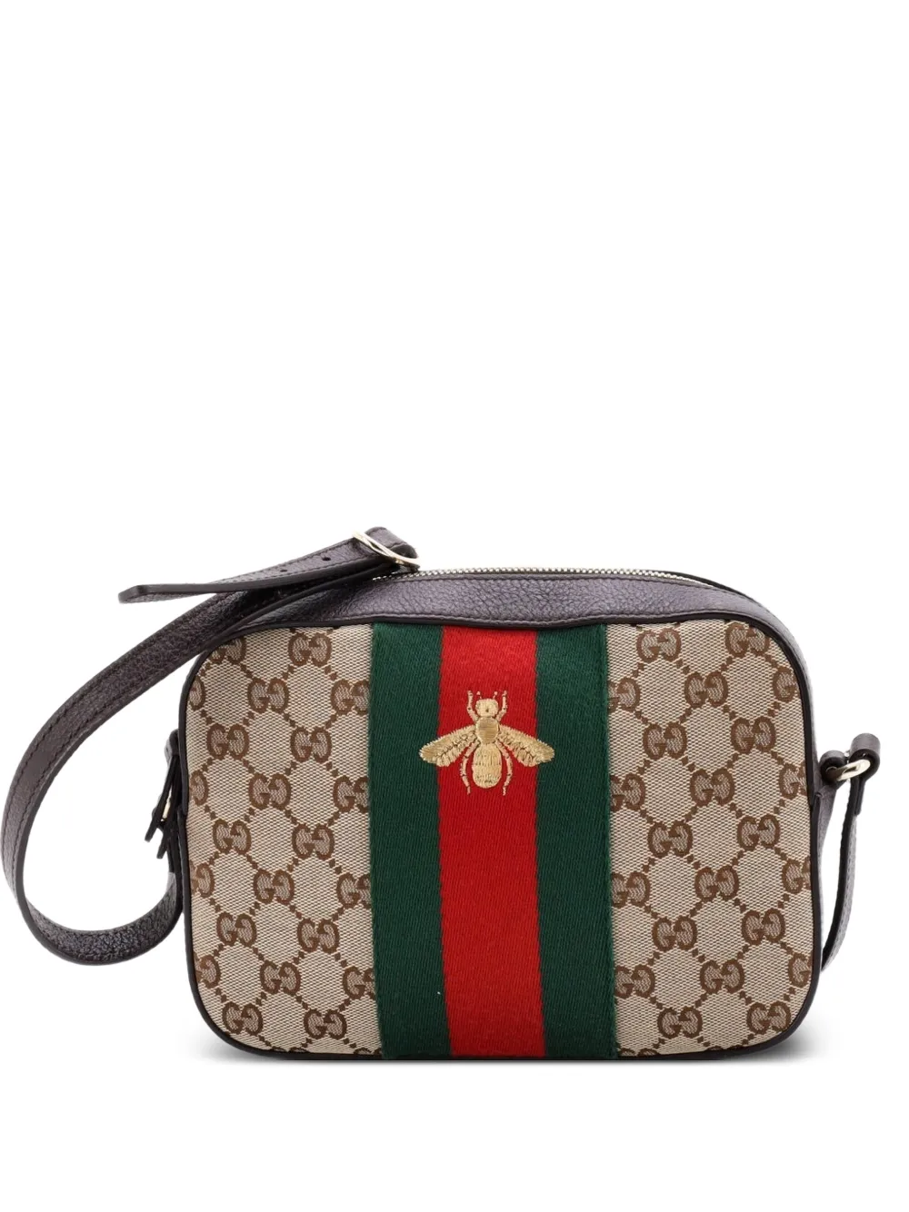 Gucci Pre-Owned Bee Web Camera Bag GG Canvas crossbody bag - Marrone