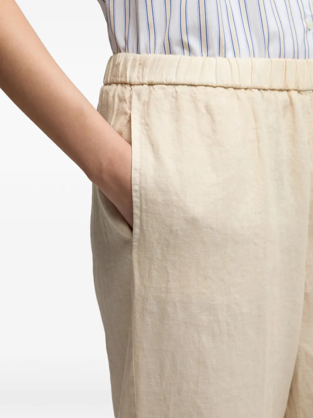  Aspesi Elasticated Linen Trousers - Neutrals 