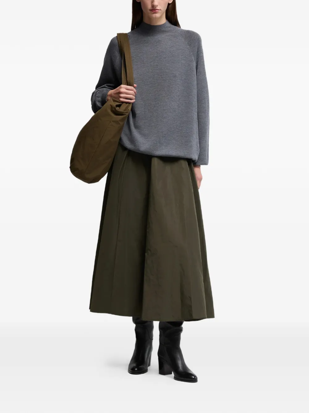  Aspesi Pleated Midi Skirt - Green 