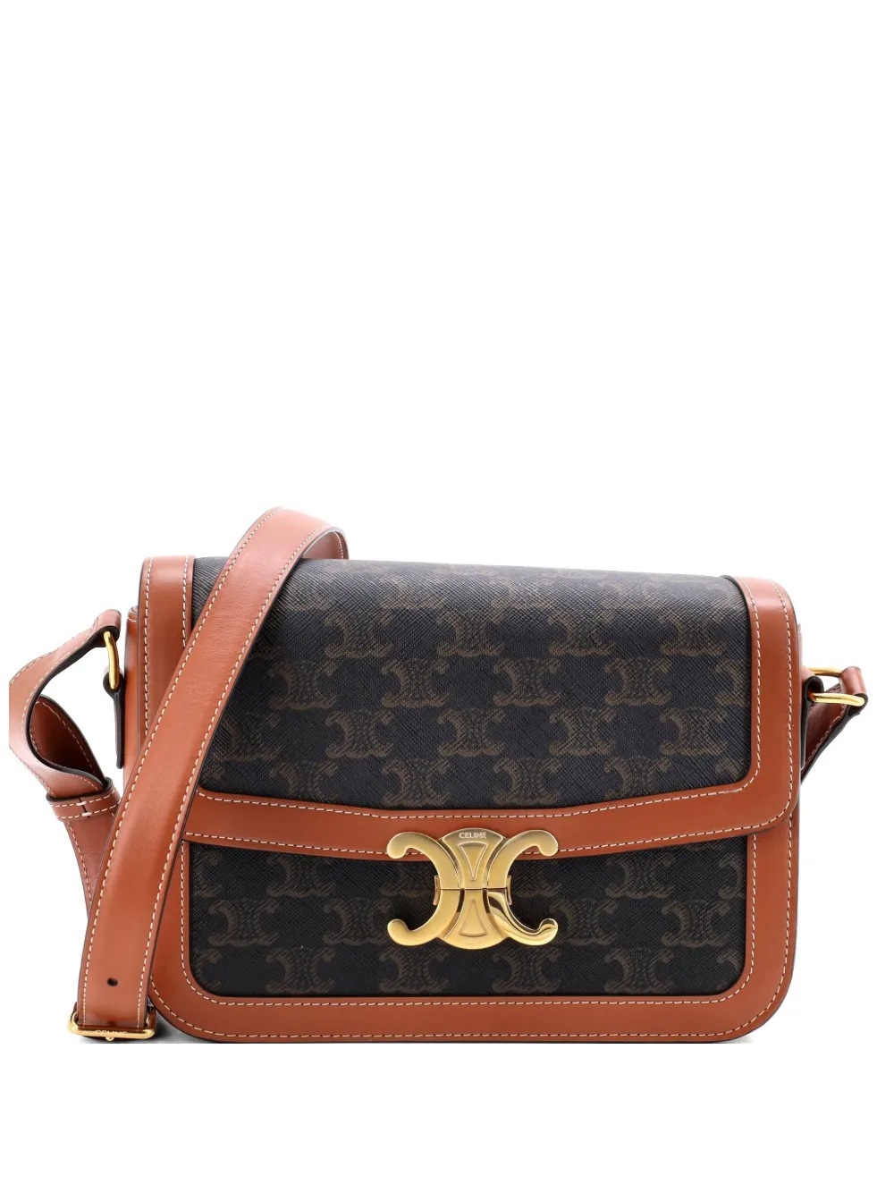 Celine Pre-Owned Triomphe Triomphe Coated Canvas Medium shoulder bag - Marrone