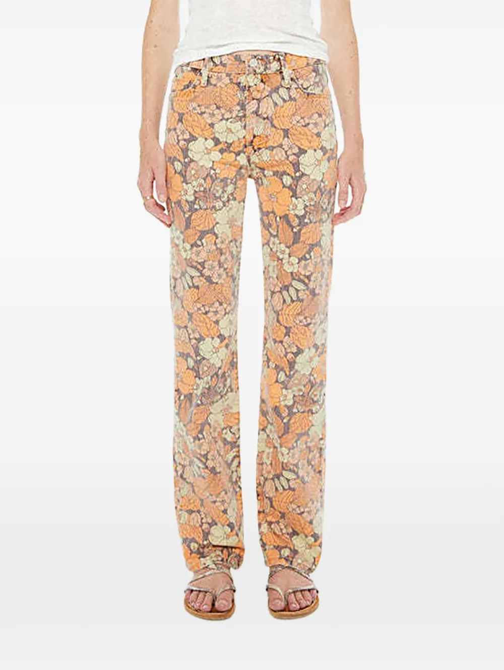 MOTHER The Kick It floral-pattern jeans - Arancione
