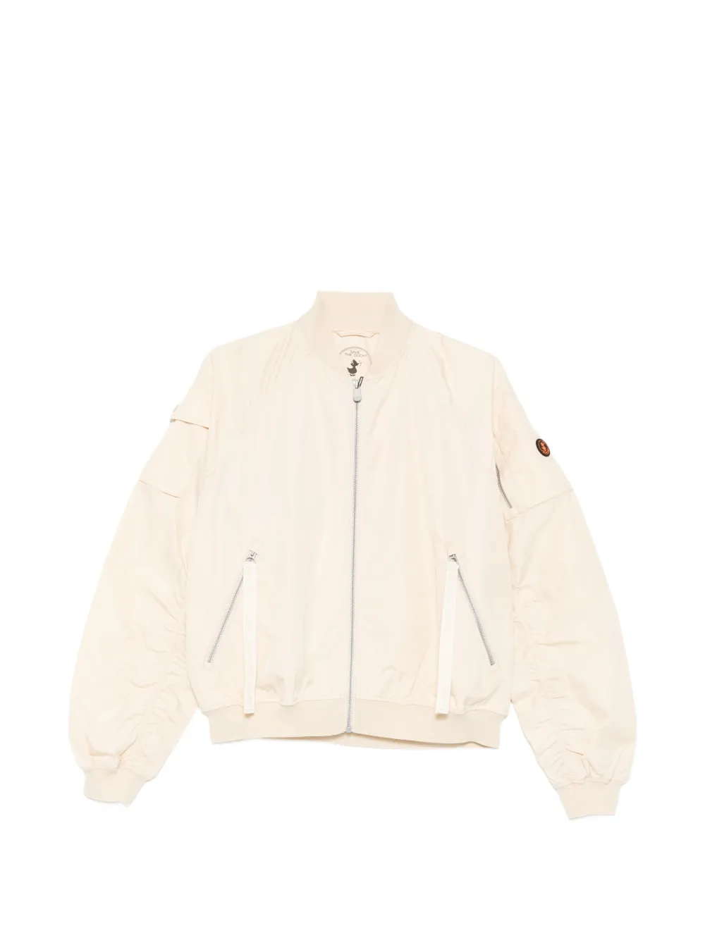 Save The Duck logo-patch bomber jacket - Nude