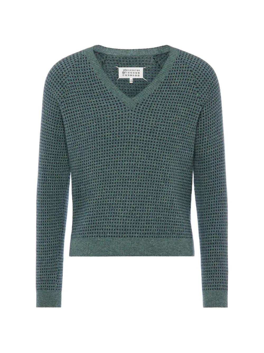 Maison Margiela waffle-knit V-neck sweater - Verde