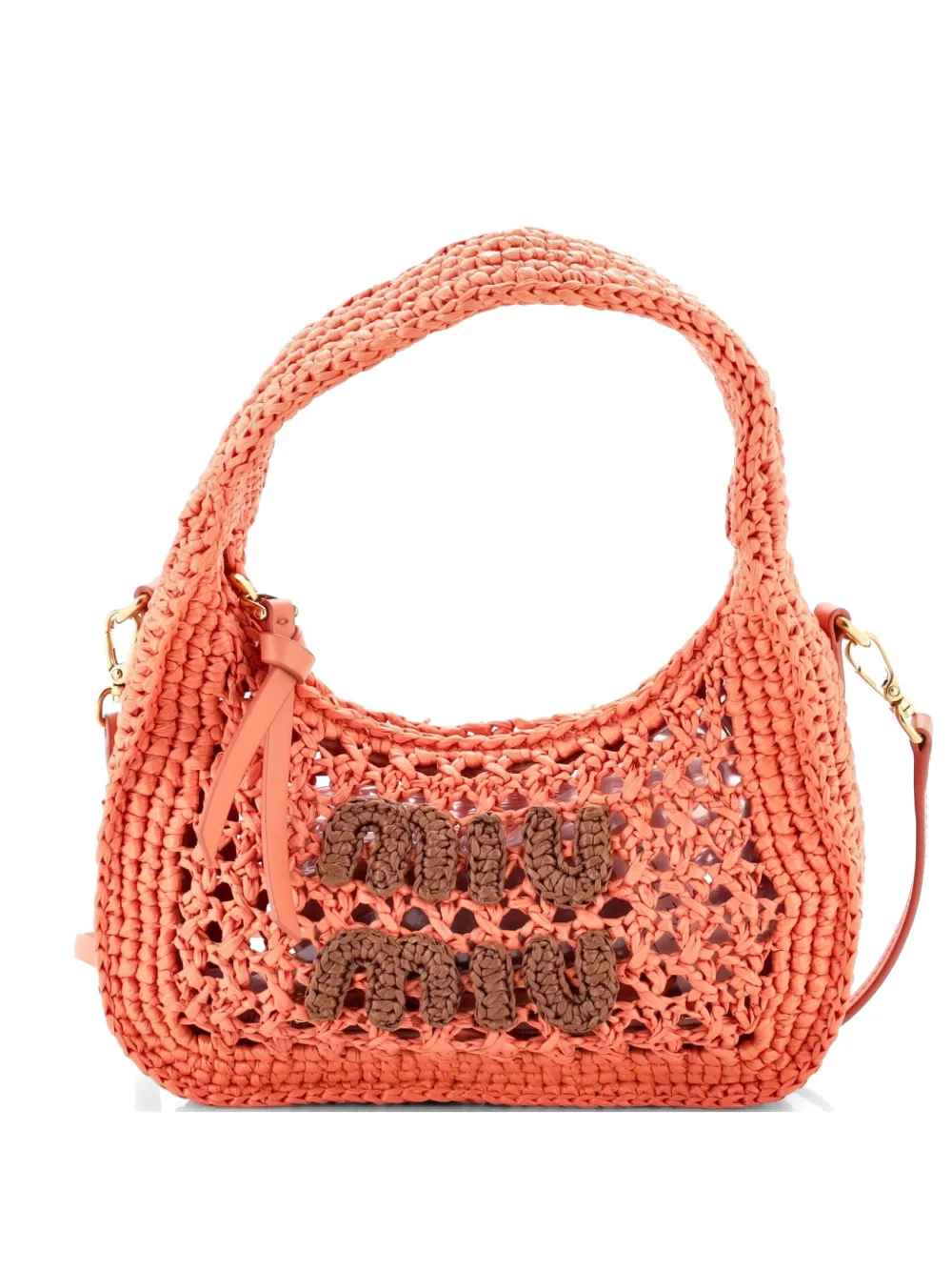 Miu Miu Pre-Owned Wander Hobo Raffia Mini shoulder bag - Arancione