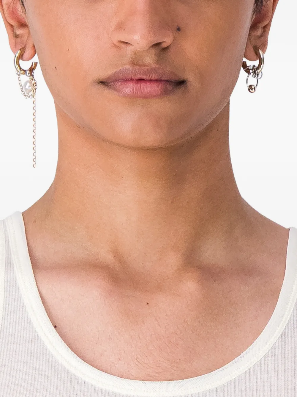 Justine Clenquet Nathan asymmetric pearl-embellished earrings - Gold