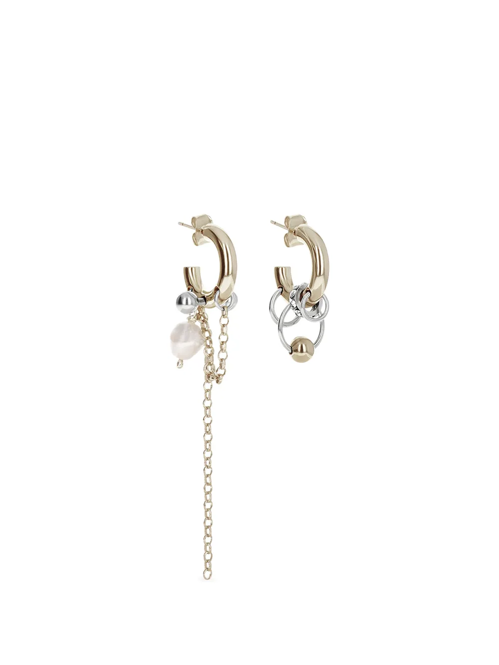 Justine Clenquet Nathan asymmetric pearl-embellished earrings - Oro