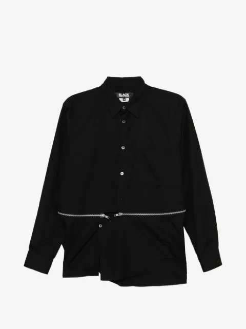 Black Comme Des Garçons 지퍼 디테일 코튼 셔츠