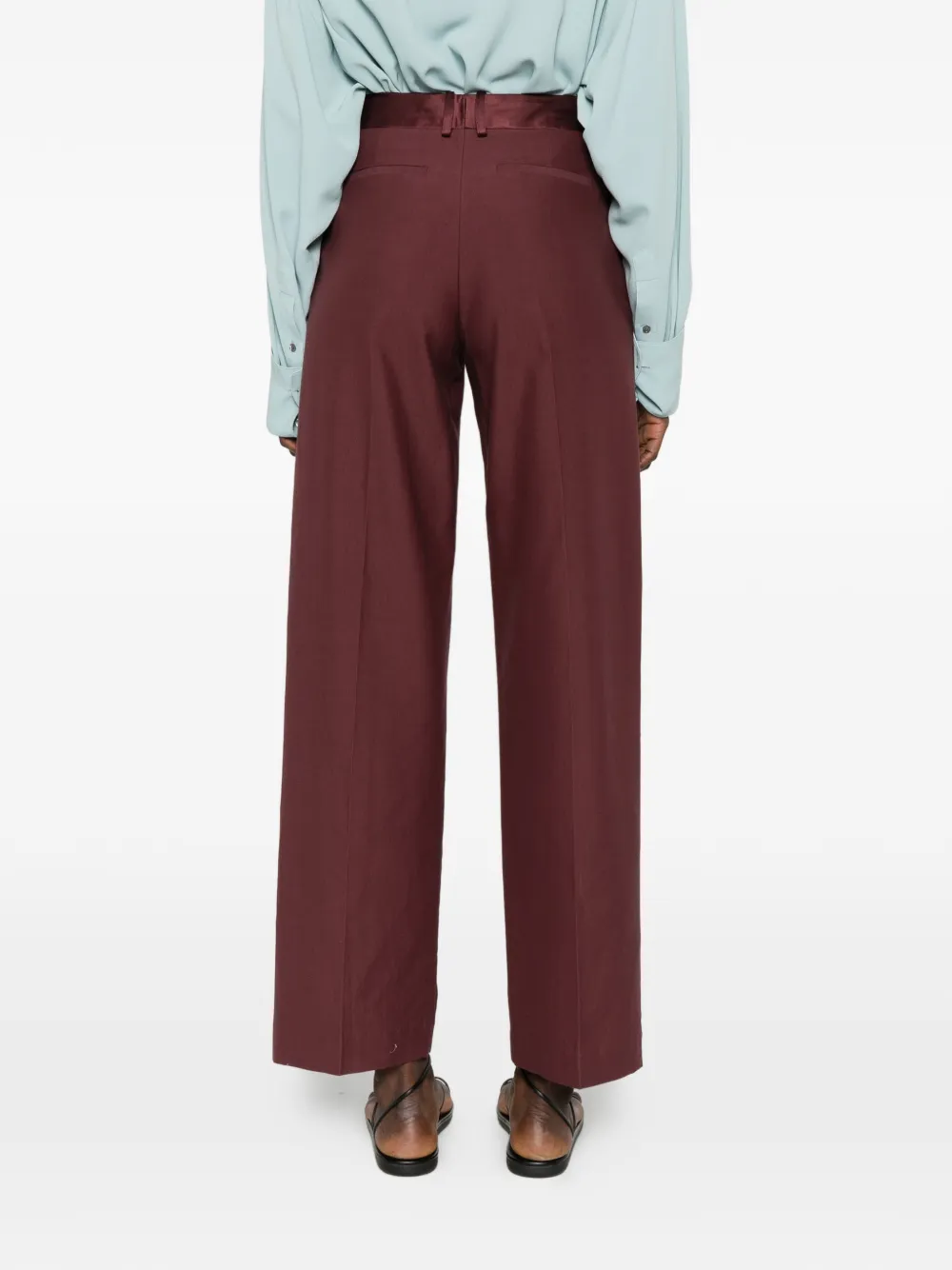 Forte Geplooide broek met satijnen tailleband Rood