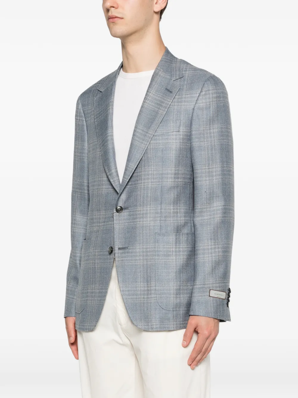 Canali Geruite blazer met twee knopen Blauw