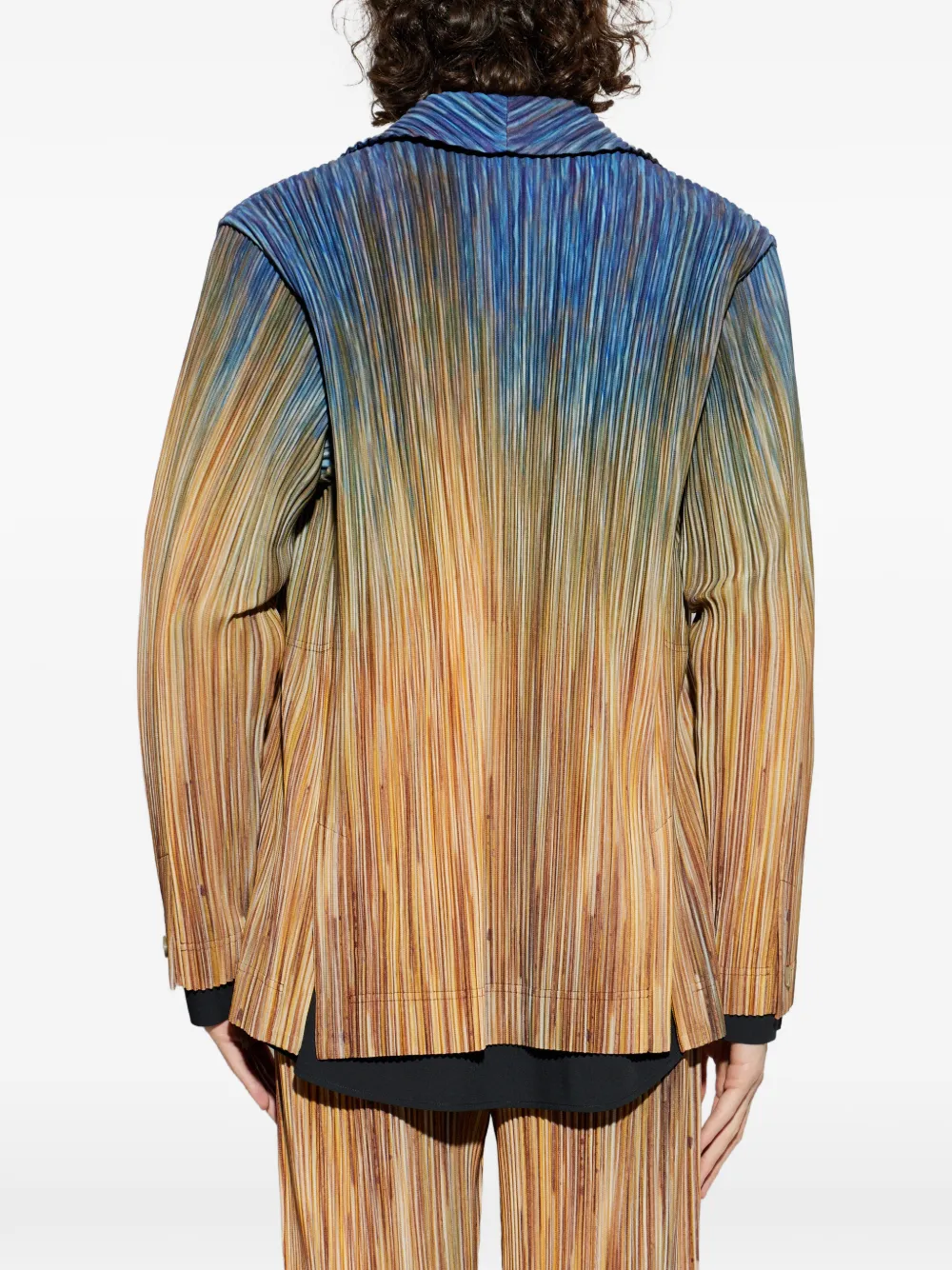 Homme Plissé Issey Miyake Paint Brush Close-Up blazer met dubbele rij knopen Bruin
