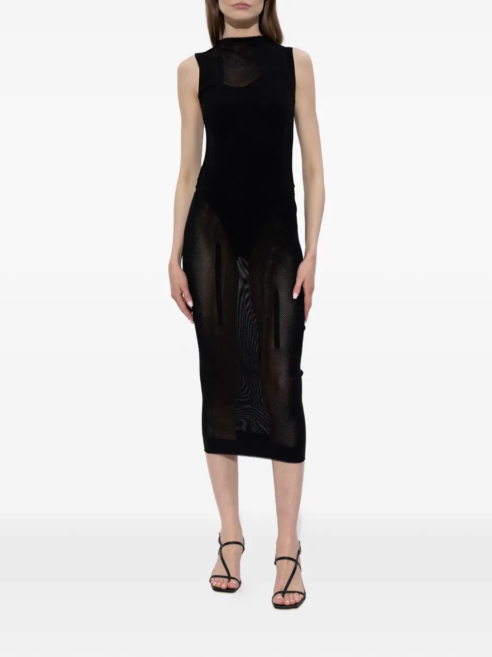 Issey Miyake Mouwloze midi-jurk Zwart
