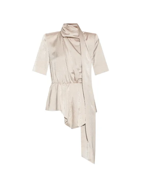 Gestuz Teresa logo-jacquard draped-scarf blouse