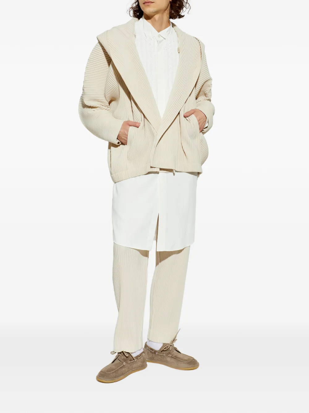 Homme Plissé Issey Miyake Plissé overhemd met ruches Wit