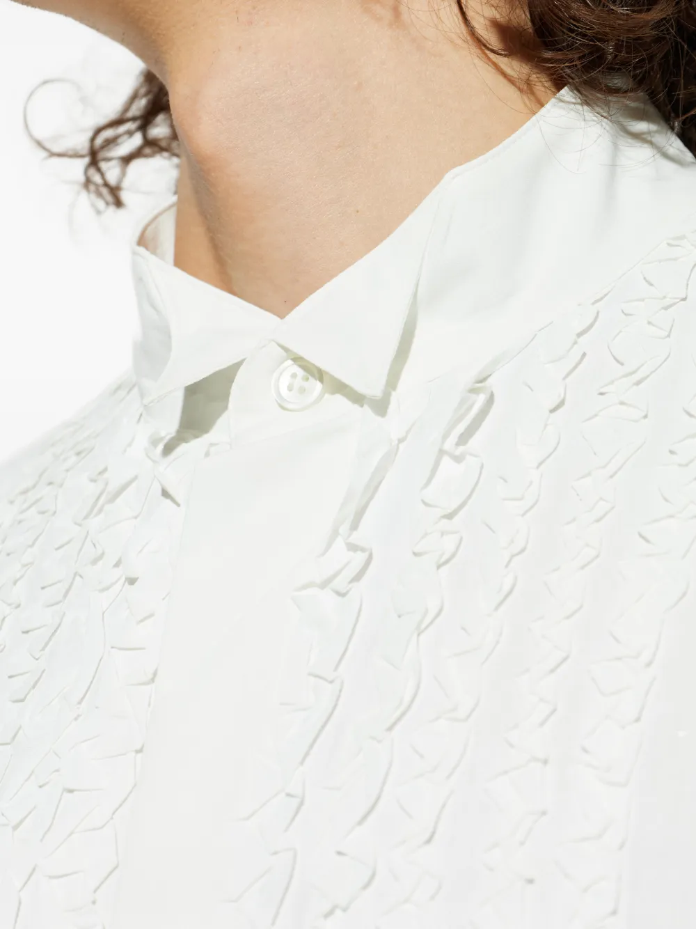 Homme Plissé Issey Miyake Plissé overhemd met ruches Wit