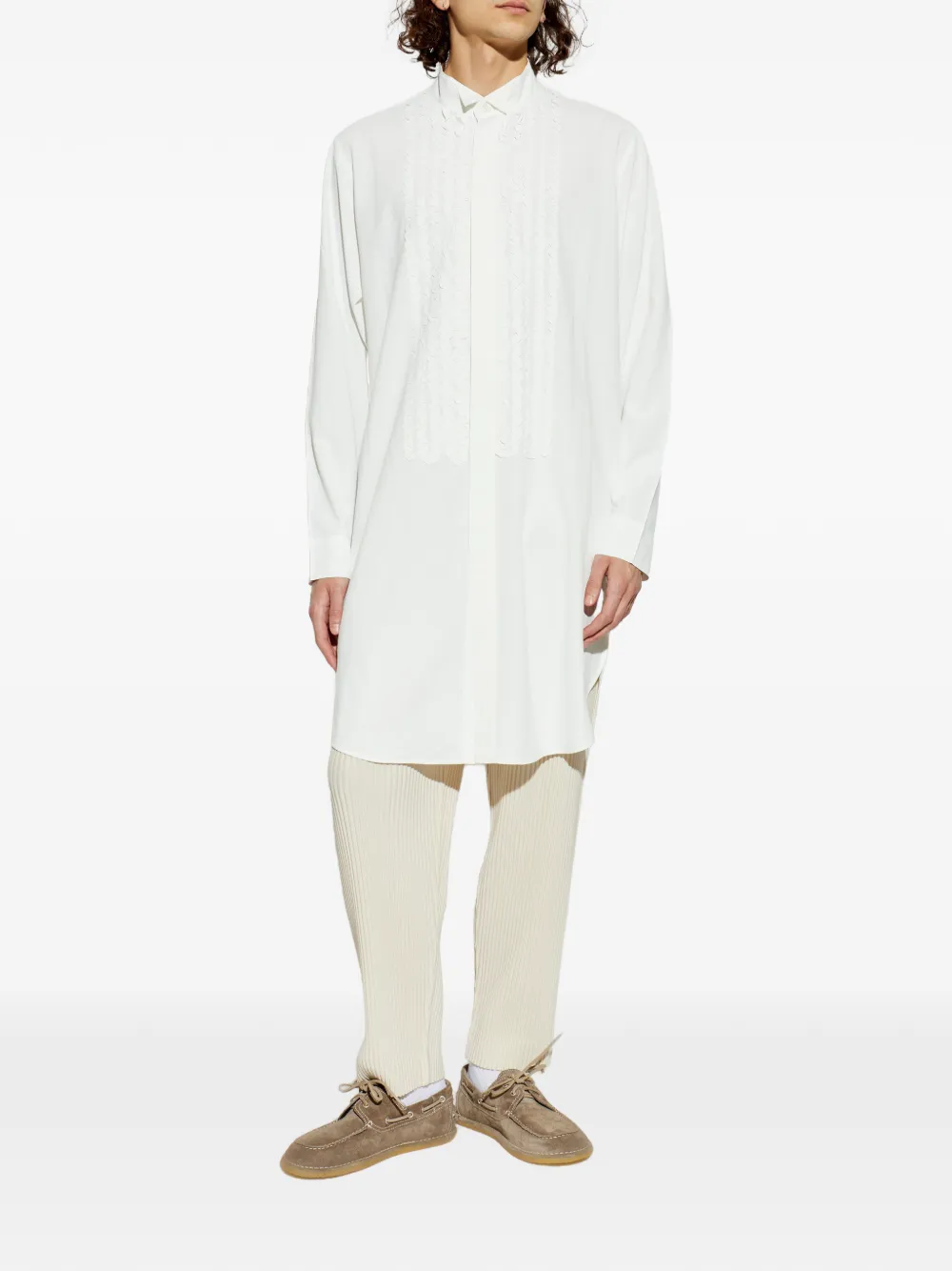 Homme Plissé Issey Miyake Plissé overhemd met ruches Wit