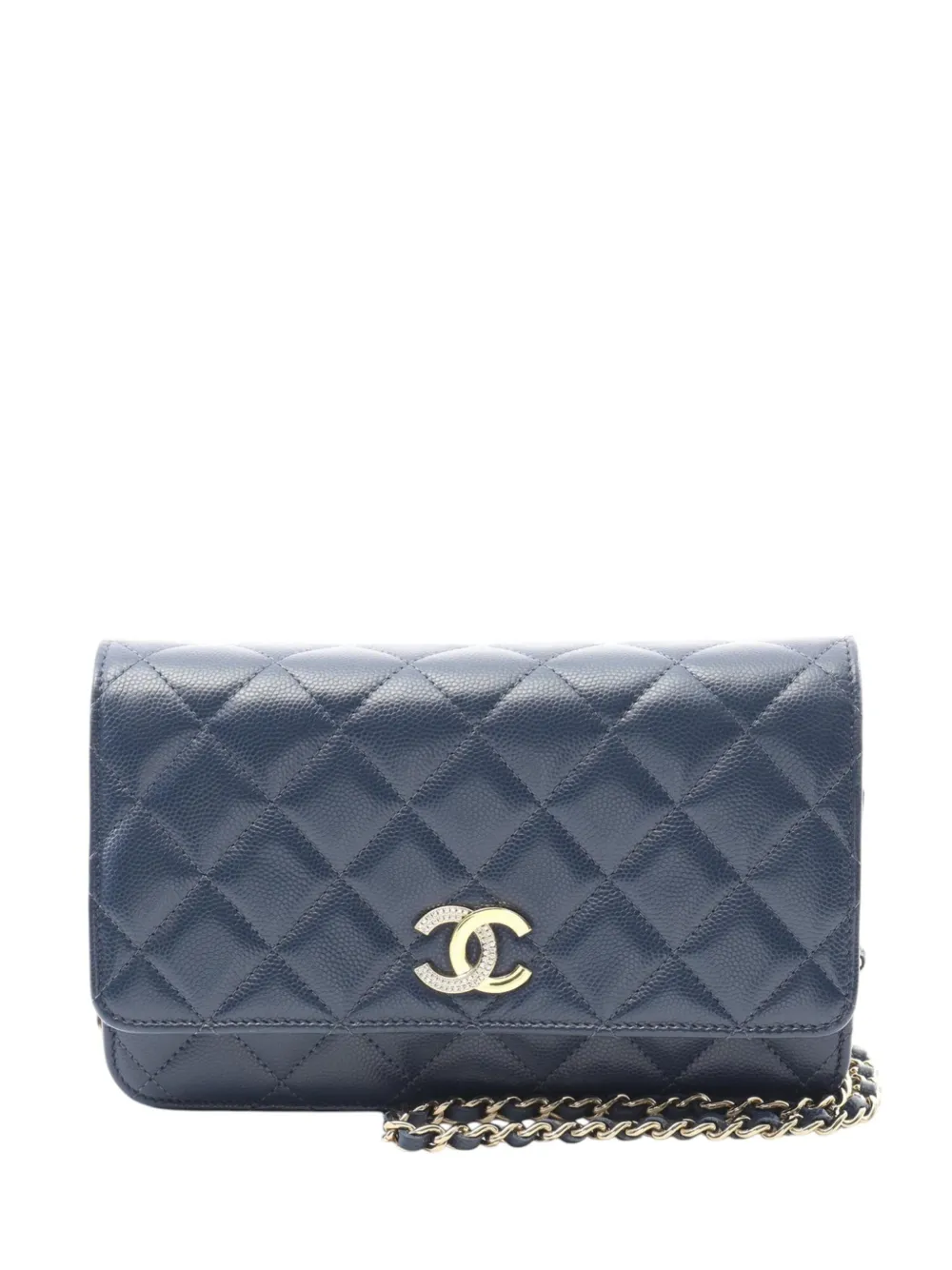 CHANEL Pre-Owned 2021-2025 CC Quilted Caviar Wallet on Chain crossbody bag - Blu