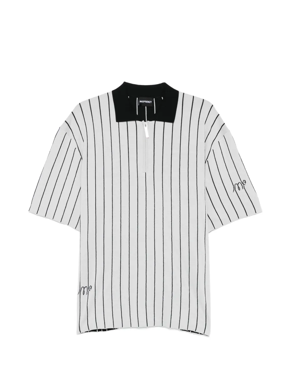 MADFRENZY MF striped zip polo shirt - Grigio