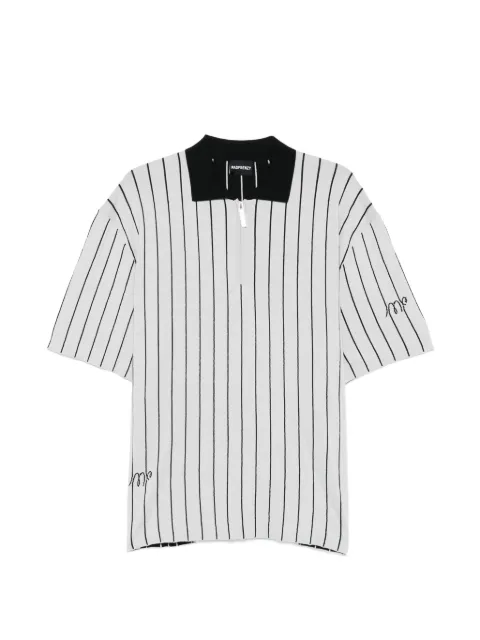 MADFRENZY MF striped zip polo shirt