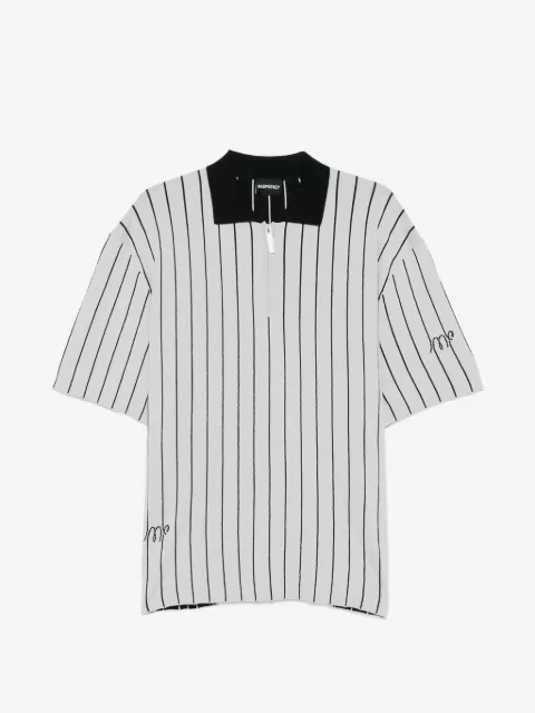 MADFRENZY MF striped zip polo shirt