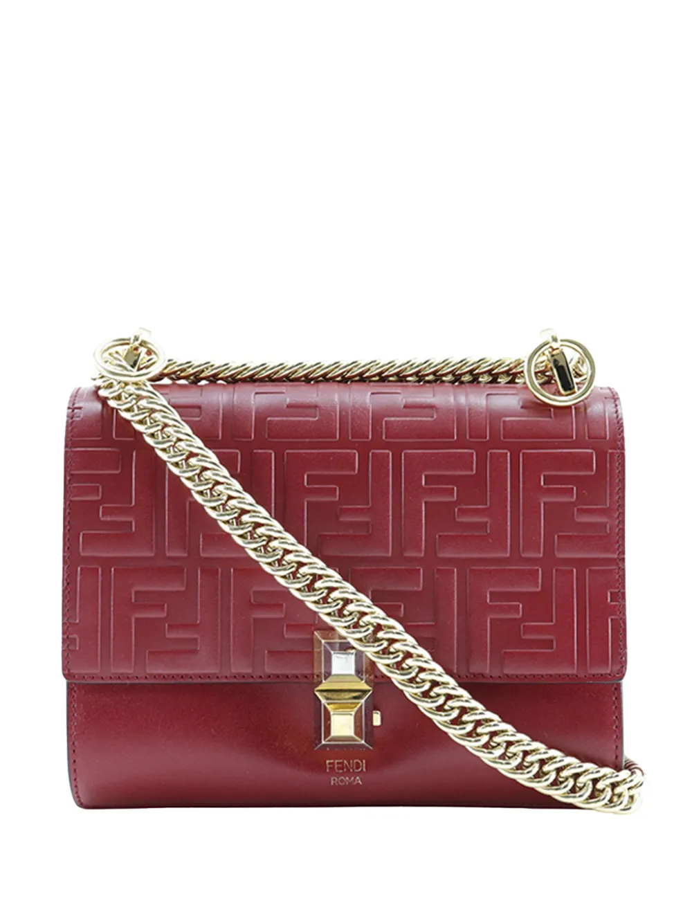 Fendi Pre-Owned 2010-2026 Small Zucca Embossed Leather Kan I crossbody bag - Rosso