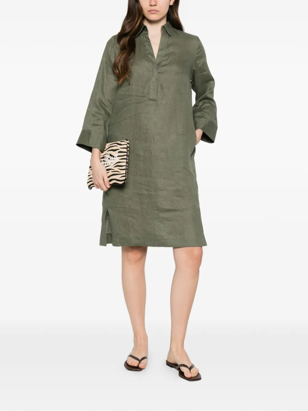 ARCHIVIO 67 V-neck shirt dress - Verde