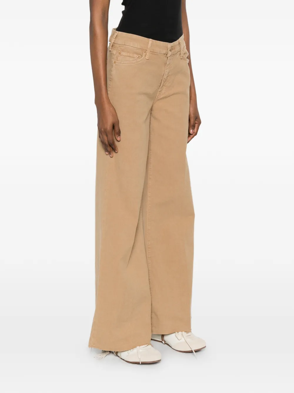 MOTHER Jeans met franje Beige