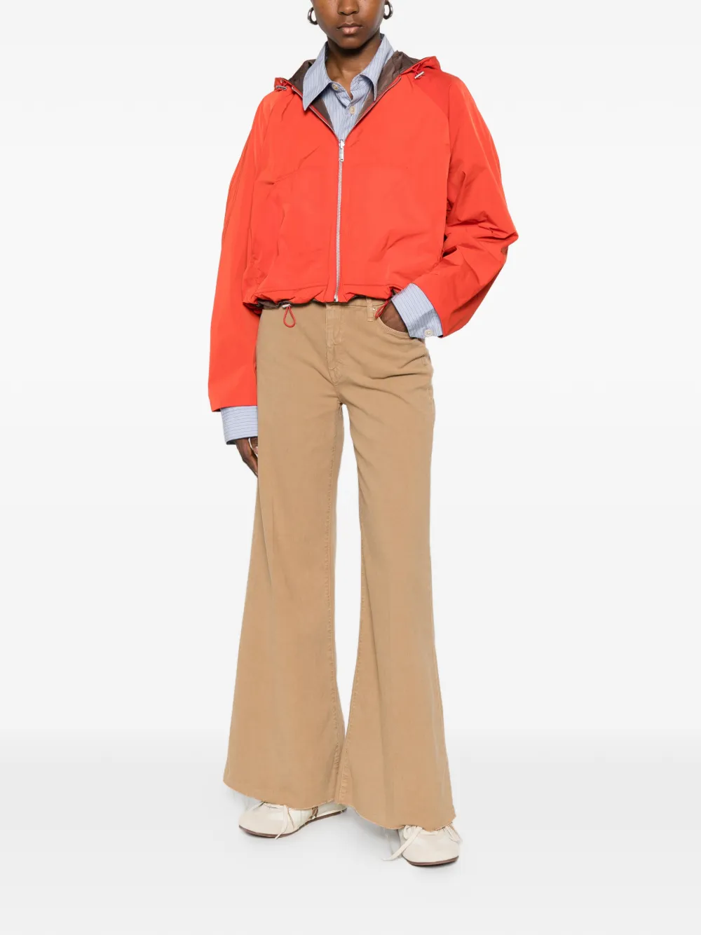 MOTHER Jeans met franje Beige