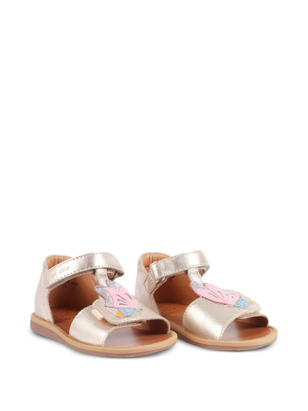 Pom D'api Poppy butterfly-patch sandals - Toni neutri