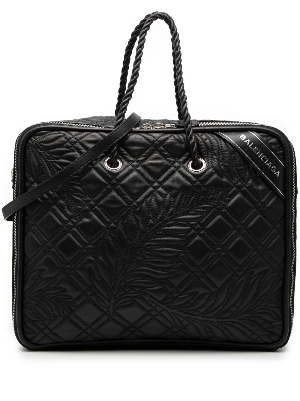 Balenciaga Pre-Owned 2017 Medium Quilted Lambskin Blanket Square satchel - Black