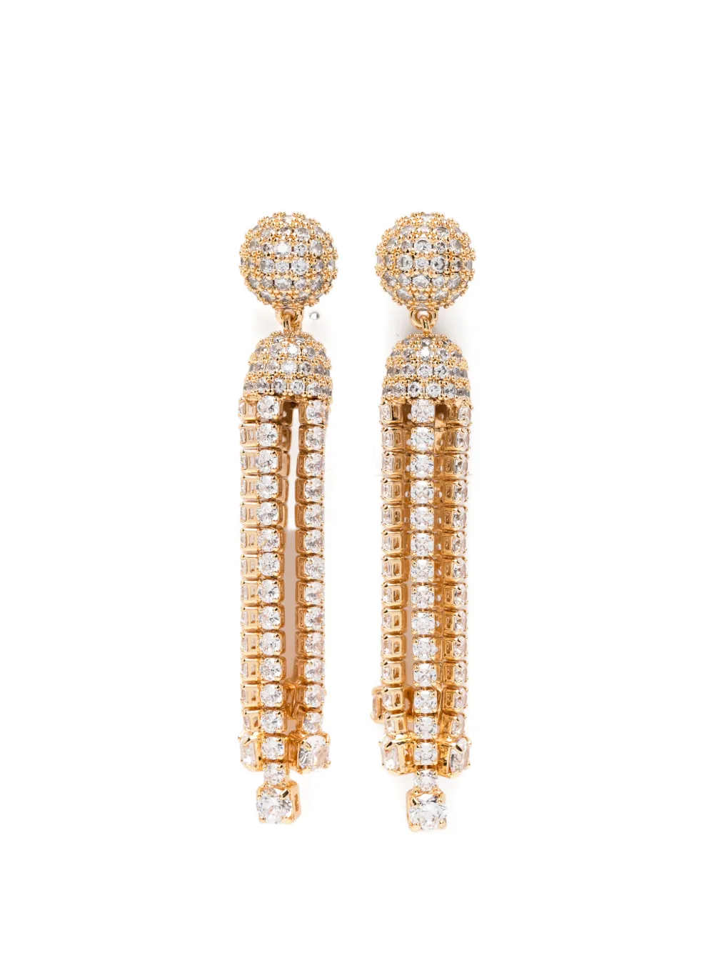 Self-Portrait crystal-embellished drop earrings - Oro