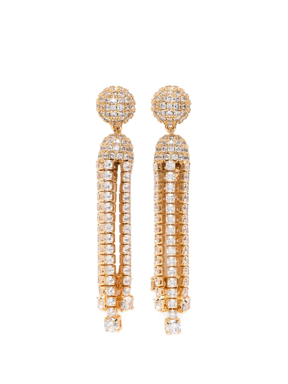 Self-Portrait crystal-embellished drop earrings - Oro