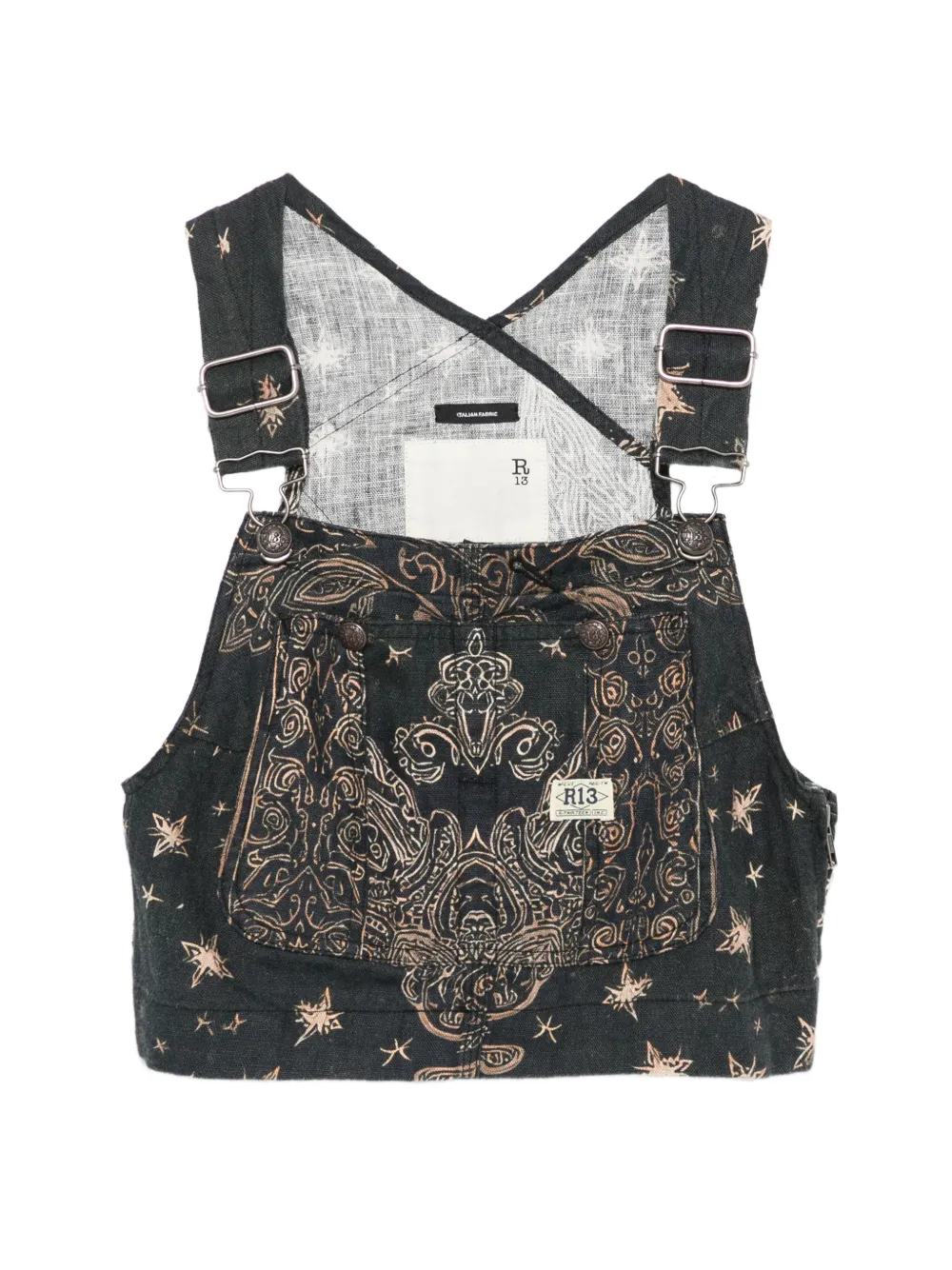 R13 paisley print crop top - Nero