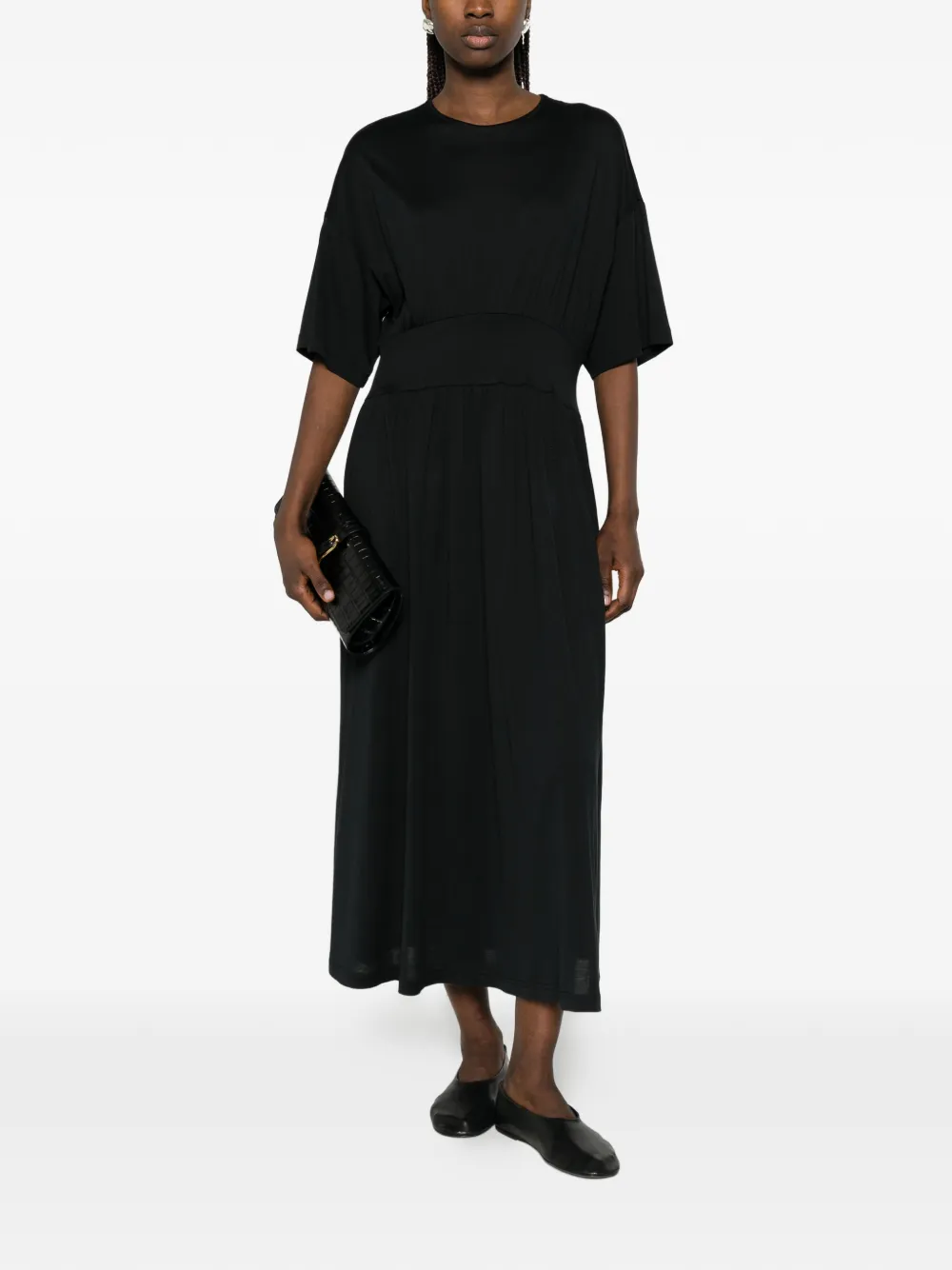 TOTEME Midi-jurk met korte mouwen Zwart