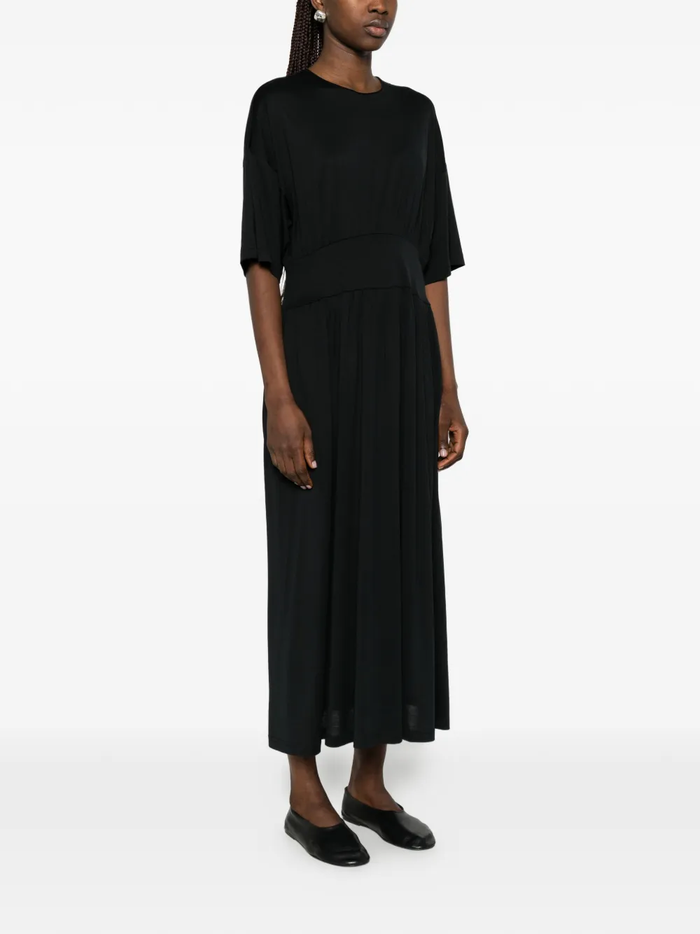 TOTEME Midi-jurk met korte mouwen Zwart