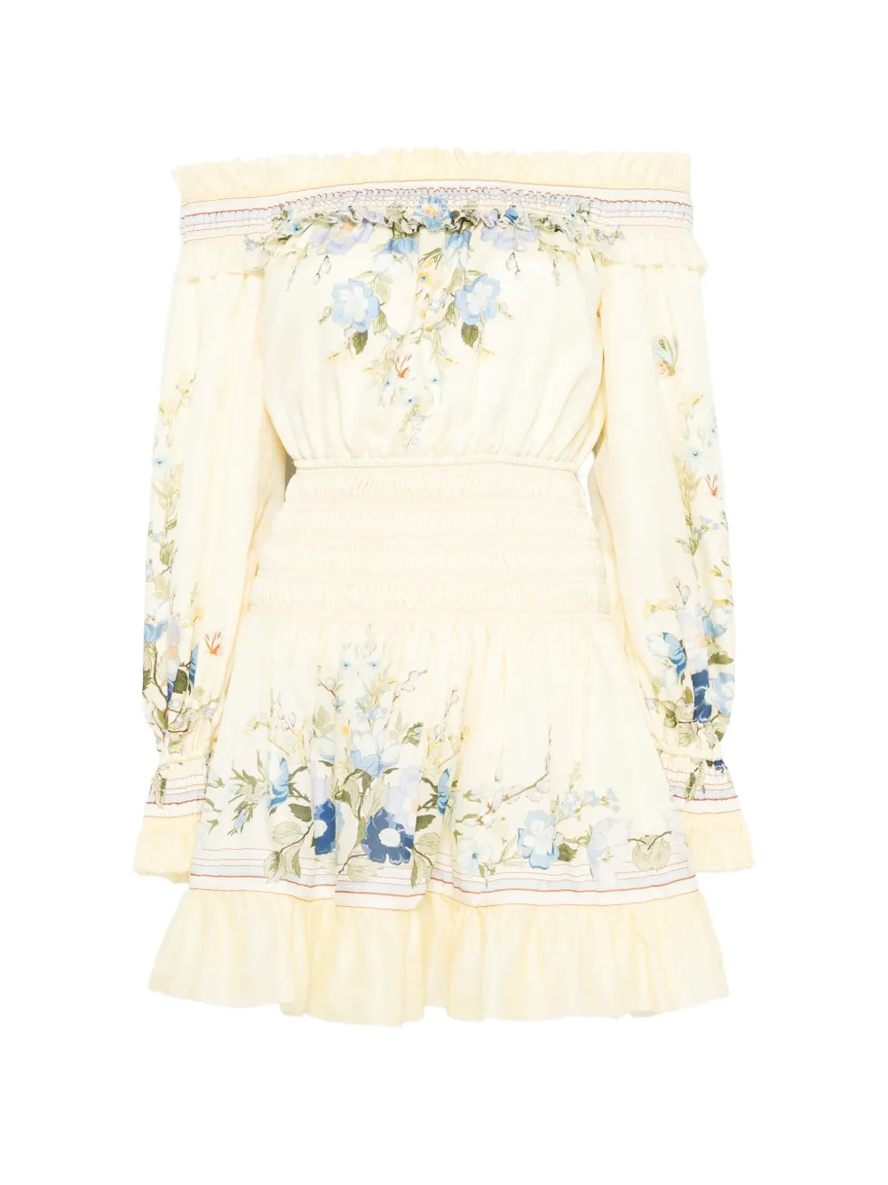 Self-Portrait off-shoulder floral mini dress - Giallo