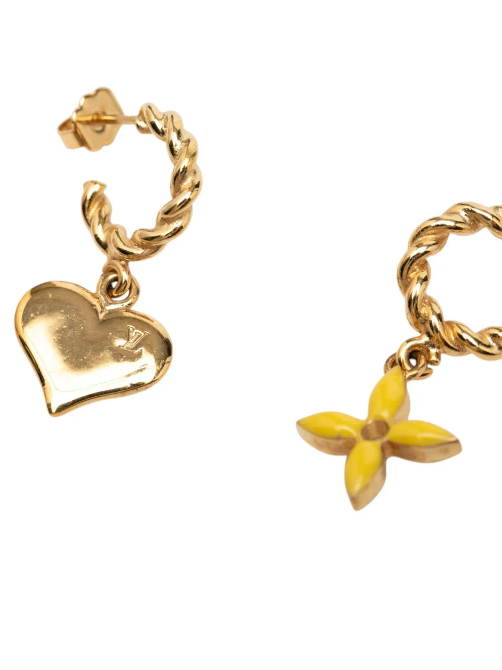  Louis Vuitton Pre-owned 2010-2026 Gold Plated Enamel Sweet Monogram Push Back Earrings Costume Earrings 
