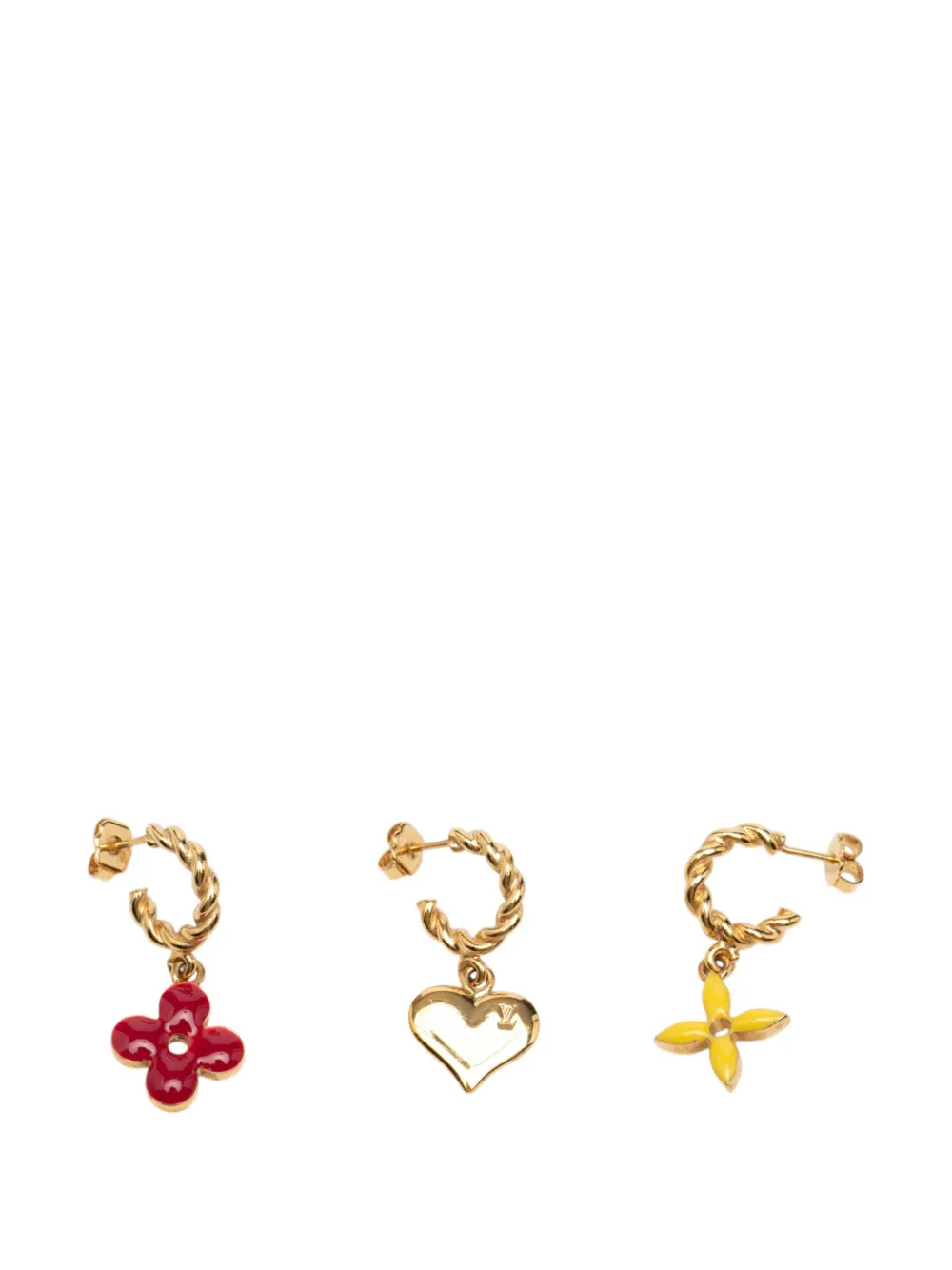  Louis Vuitton Pre-owned 2010-2026 Gold Plated Enamel Sweet Monogram Push Back Earrings Costume Earrings 