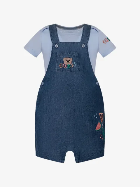 guess kids set de overol de shorts bordados