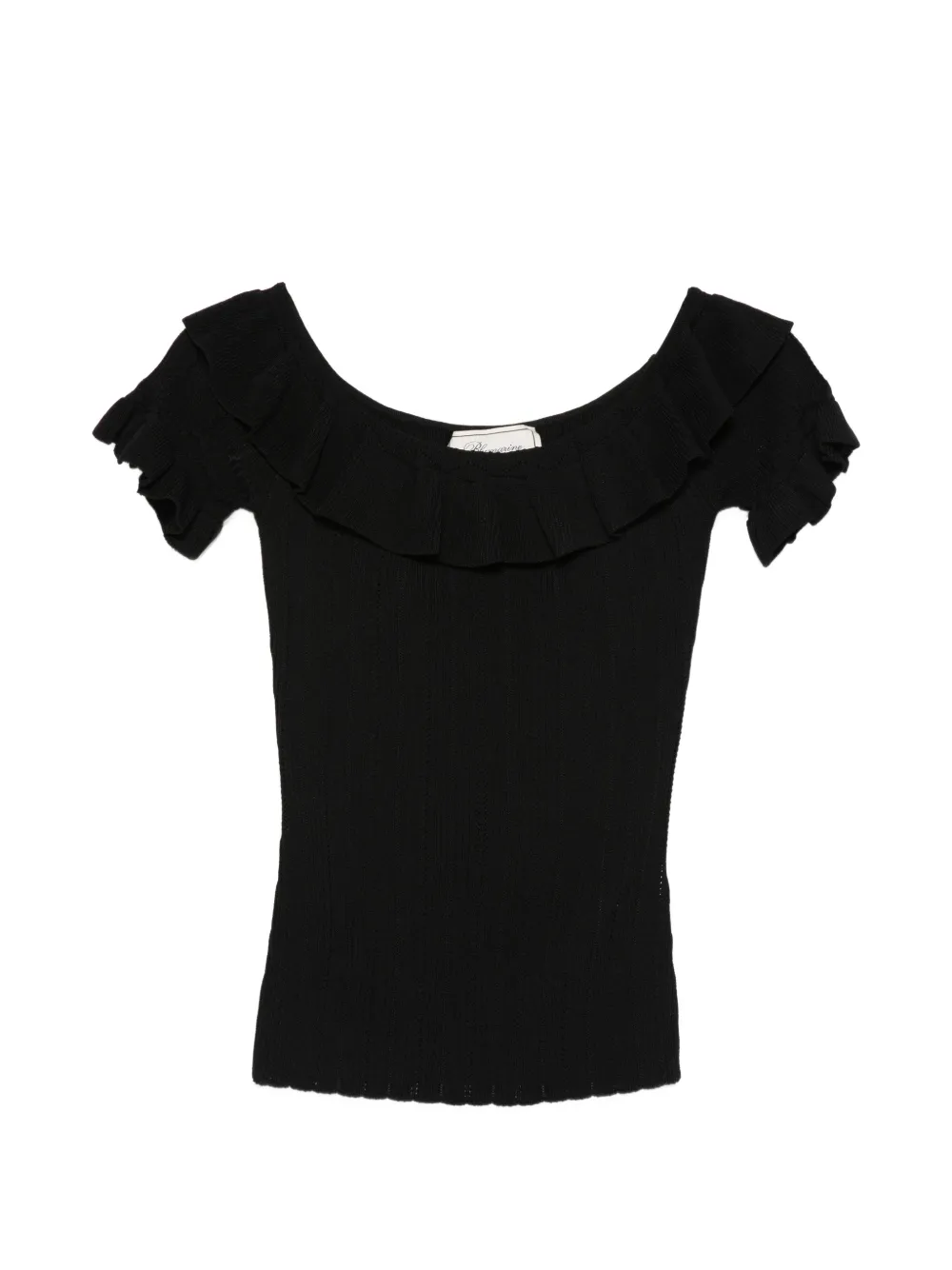 Blumarine ruffled ribbed-knit top - Schwarz