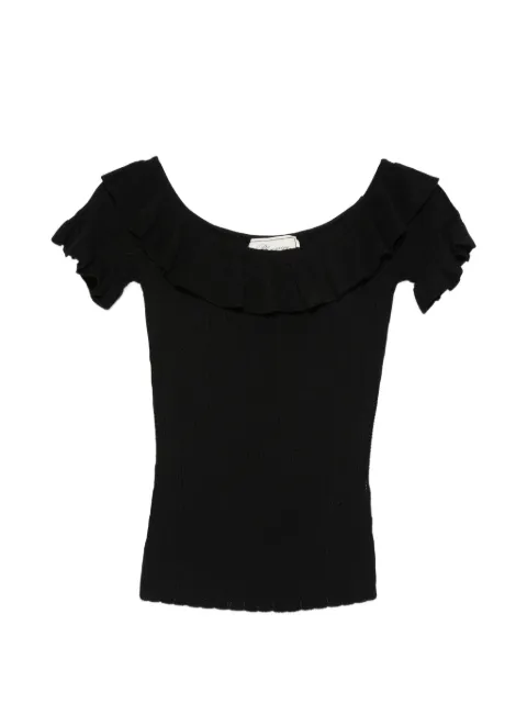 Blumarine ruffled ribbed-knit top
