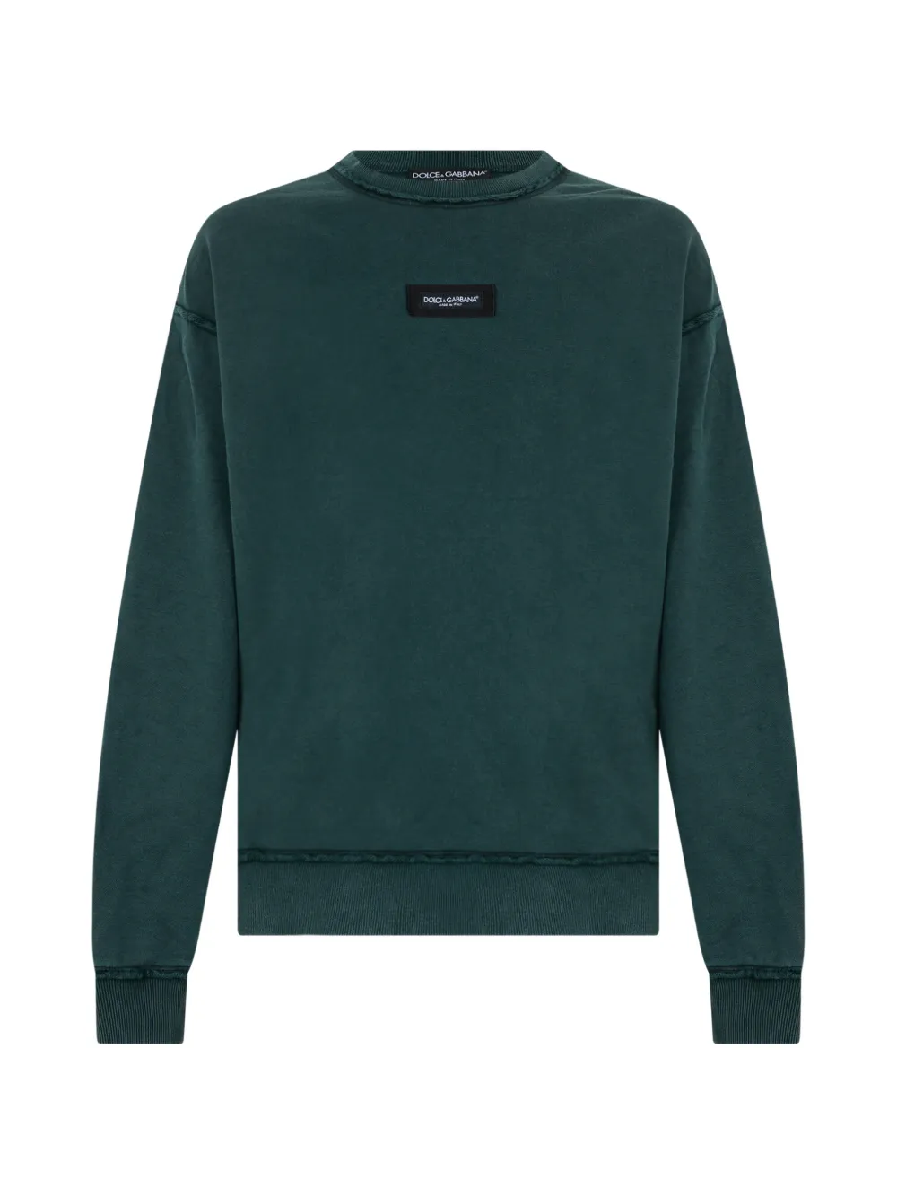 Dolce & Gabbana logo-patch raw-edge sweatshirt - Verde