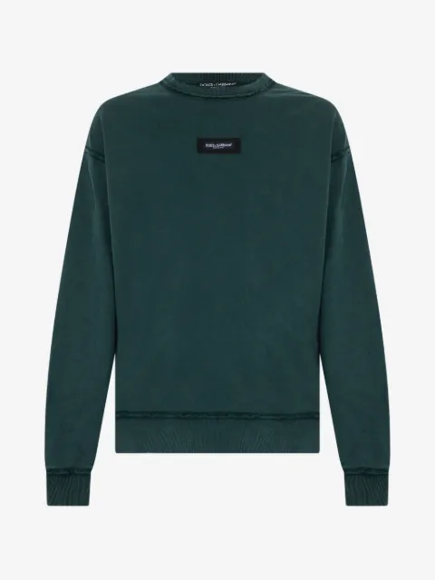 Dolce & Gabbana logo-patch raw-edge sweatshirt