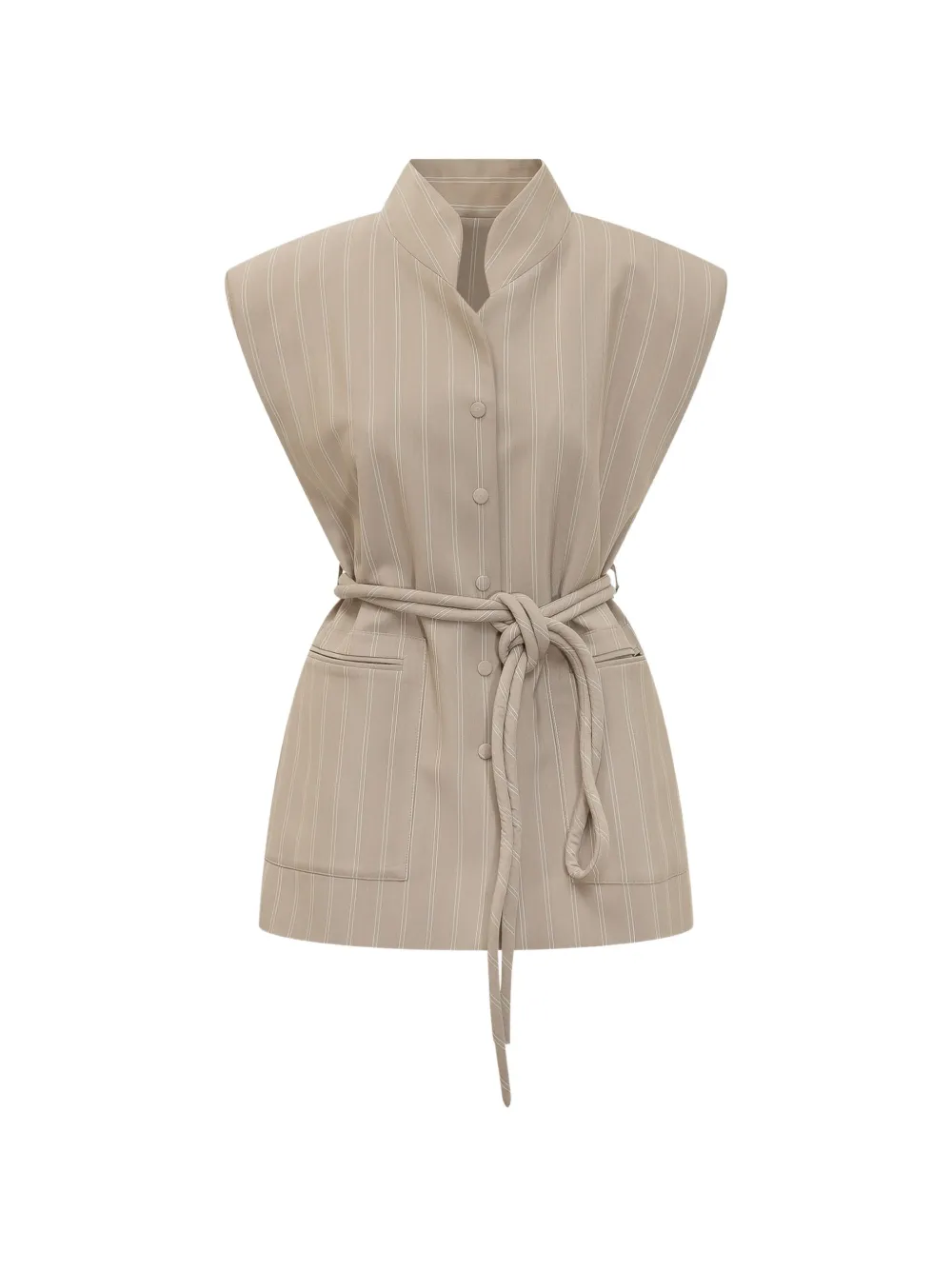 moms pants striped belted jacket - Neutrals